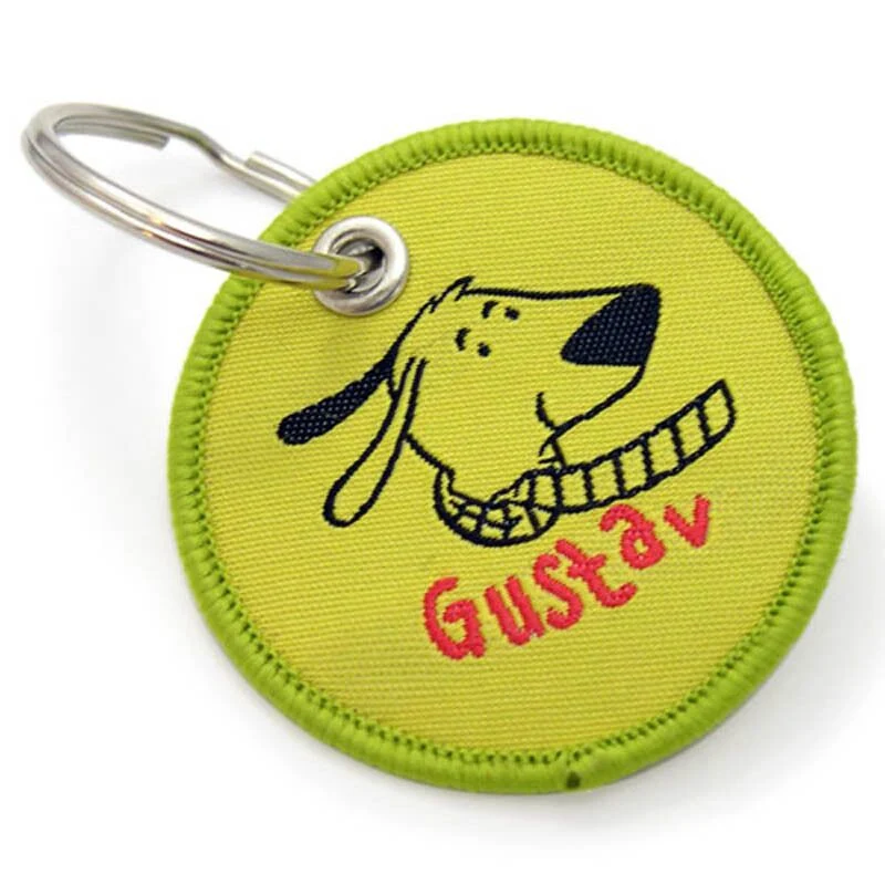 Customized Embroidery Patches Key Tag Strap Fabric Key Chain with Embroidery Logo